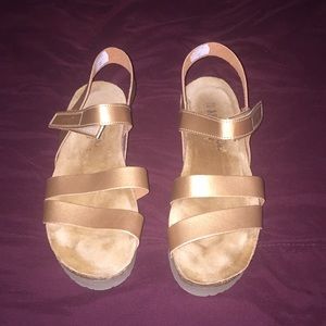 NAOT Krista Strappy Wedge Sandal - Gold